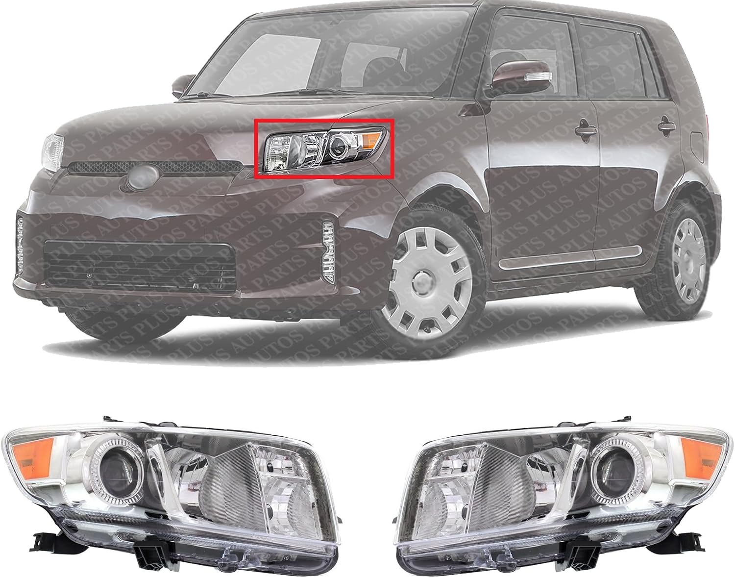 Set Of 2 Front Head Light Assembly Lens And Housing Left Driver & Right Passenger Side Direct Replacement Compatible With 2011-2015 Scion XB SC2519106 SC2518106 8113012E20 8117012E20