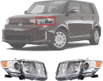 Set Of 2 Front Head Light Assembly Lens And Housing Left Driver & Right Passenger Side Direct Replacement Compatible With 2011-2015 Scion XB SC2519106 SC2518106 8113012E20 8117012E20