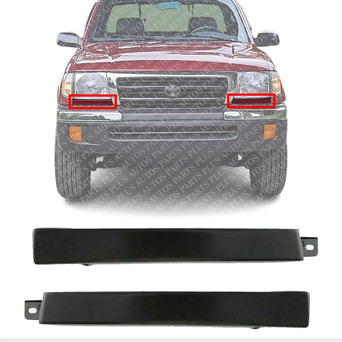 Set Of 2 Front Bumper Headlight Filler Trim Panels Left Driver & Right Passenger Side Direct Replacement Compatible With 1997-2000 Toyota Tacoma TO1089102 TO1088102 5251235040