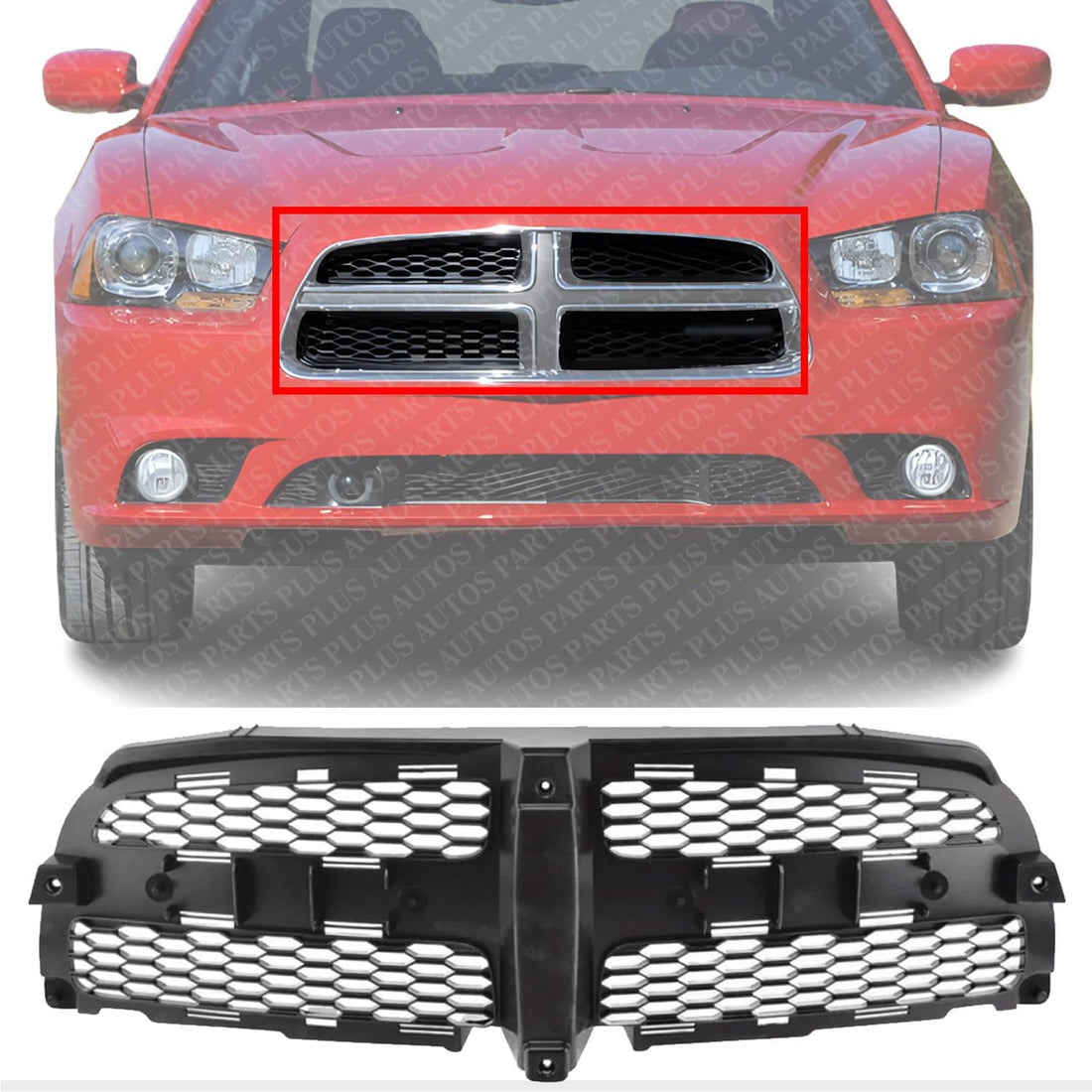 Front Grille Insert Textured Direct Replacement Compatible With 2011-2014 Dodge Charger CH1200339 68092613AA