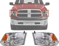 Set Of 2 Front Head Light Assembly Left Driver & Right Passenger Side Direct Replacement Compatible With 2013-2018 Ram 1500 2500 3500 CH2502242 CH2503242 68096438AJ 68096439AJ