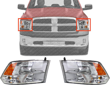 Set Of 2 Front Head Light Assembly Left Driver & Right Passenger Side Direct Replacement Compatible With 2013-2018 Ram 1500 2500 3500 CH2502242 CH2503242 68096438AJ 68096439AJ