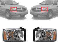 Set Of 2 Front Headlight Assembly With Chrome Interior Right Passenger & Left Driver Side Direct Replacement For 2005-2007 Dodge Dakota CH2502159 CH2503159 55077607AB 55077606AB