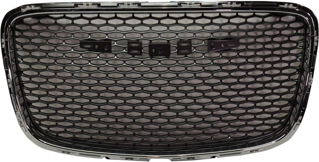 Front Grille Chrome Shell With Painted Silver Gray Insert Direct Replacement Compatible With 2015-2022 Chrysler 300 CH1200394 5SW16LAUAE