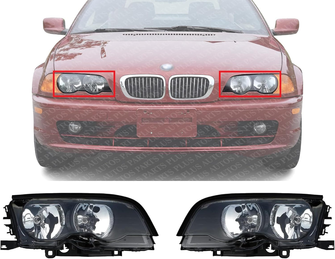Set Of 2 Front Headlight Assembly Right Passenger & Left Driver Side Direct Replacement Compatible With 2000-2001 BMW 3-Series BM2503112 BM2502112 63126904280 63126904279