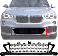Front Bumper Center Grille Primed Plastic Direct Replacement Compatible With 2017-2019 BMW X1 BM1036167 51118059888
