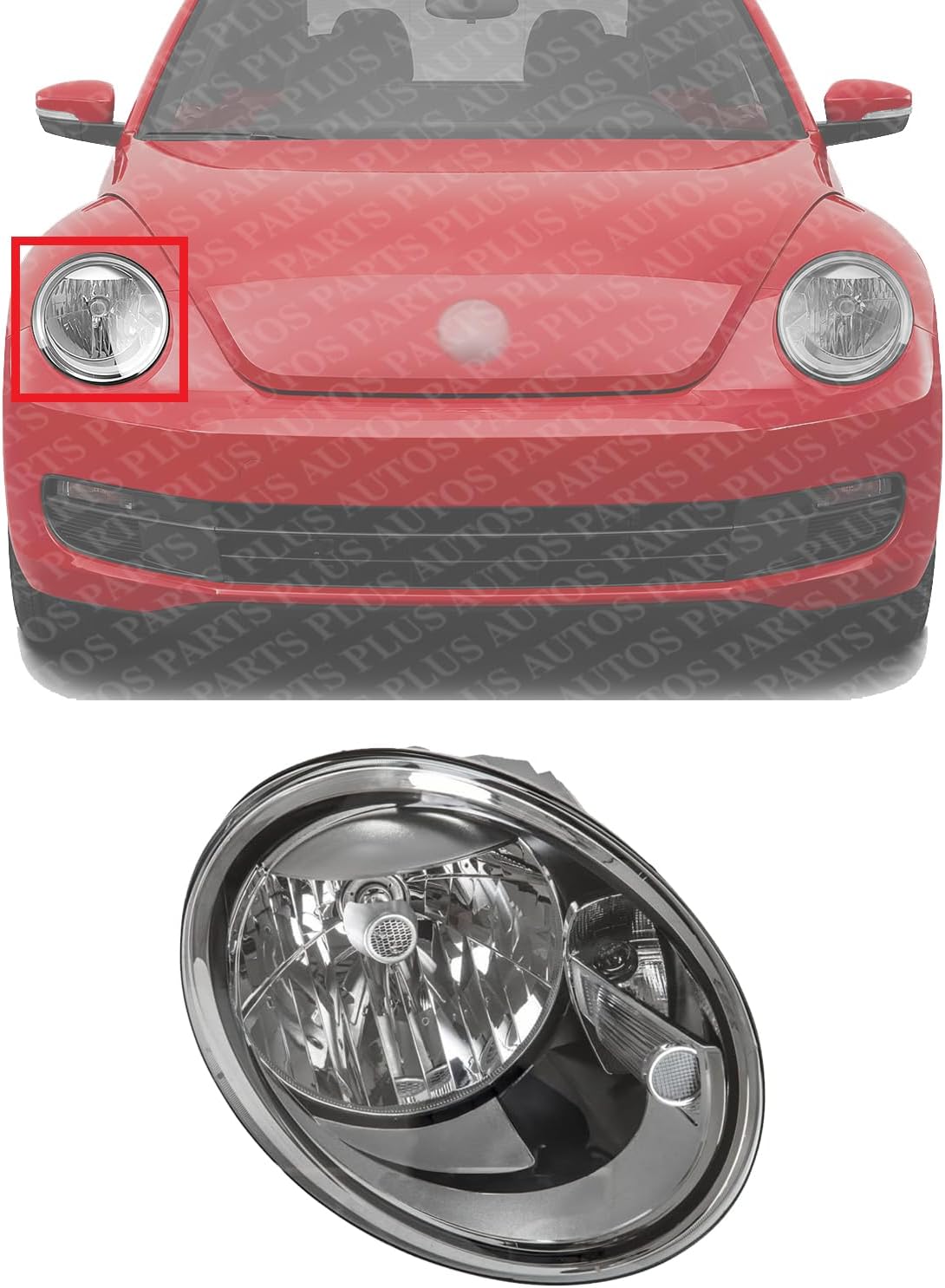 Front Head Light Assembly Right Passenger Side Direct Replacement Compatible With 2012-2019 Volkswagen Beetle VW2503147 5C1941006
