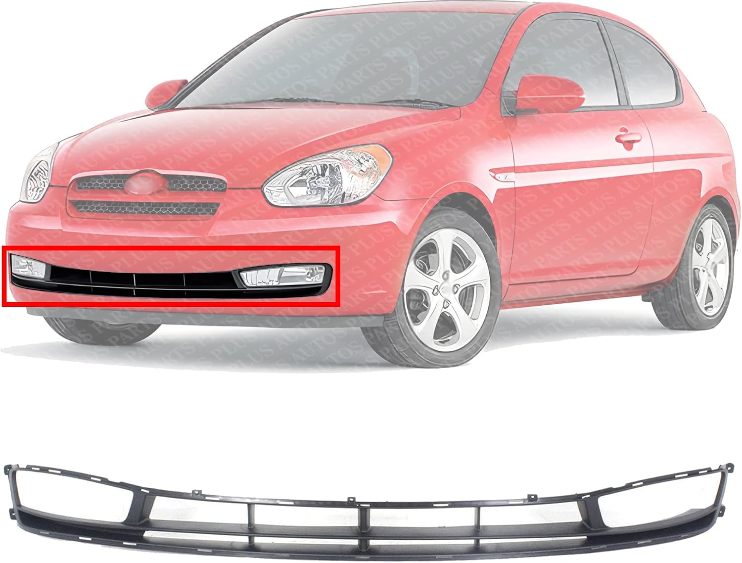 Front Bumper Lower Grille Primed Direct Replacement Compatible With 2006-2011 Hyundai Accent HY1036106 865221E010