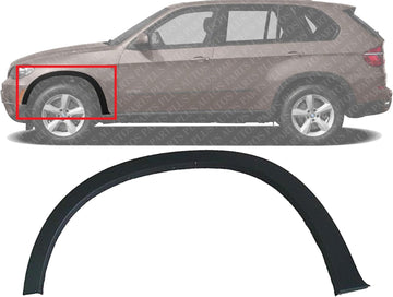 Front Fender Trim Molding Wheel Arch Primed Left Driver Side Direct Replacement Compatible With 2007-2013 BMW X5 BM1290100 51777158427