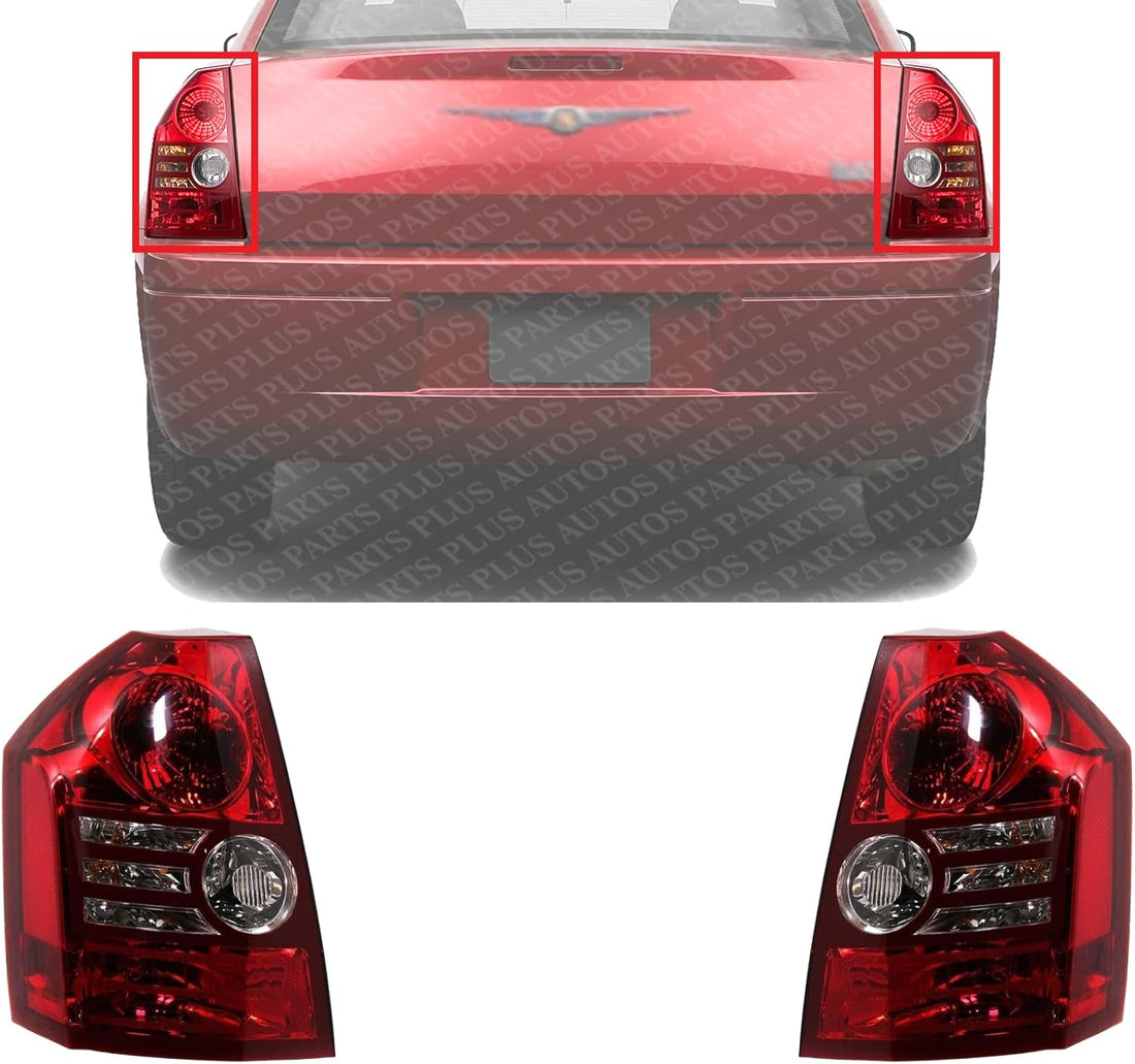 Set Of 2 Tail Light Plastic Left Driver & Right Passenger Side Direct Replacement Compatible With 2008-2010 Chrysler 300 CH2819117 CH2818117 4806370AD 4806371AD