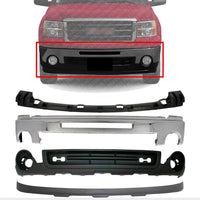 Front Bumper Chrome Steel With Air Intake Hole + Lower Valance Air Deflector + Extension Textured + Cover Bracket Direct Replacement Compatible With GMC Sierra 1500 2007-13 GM1015100
