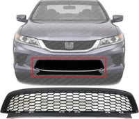 Front Bumper Grille Textured Plastic Direct Replacement Compatible With 2013-2015 Honda Accord HO1036115