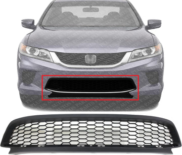 Front Bumper Grille Textured Plastic Direct Replacement Compatible With 2013-2015 Honda Accord HO1036115