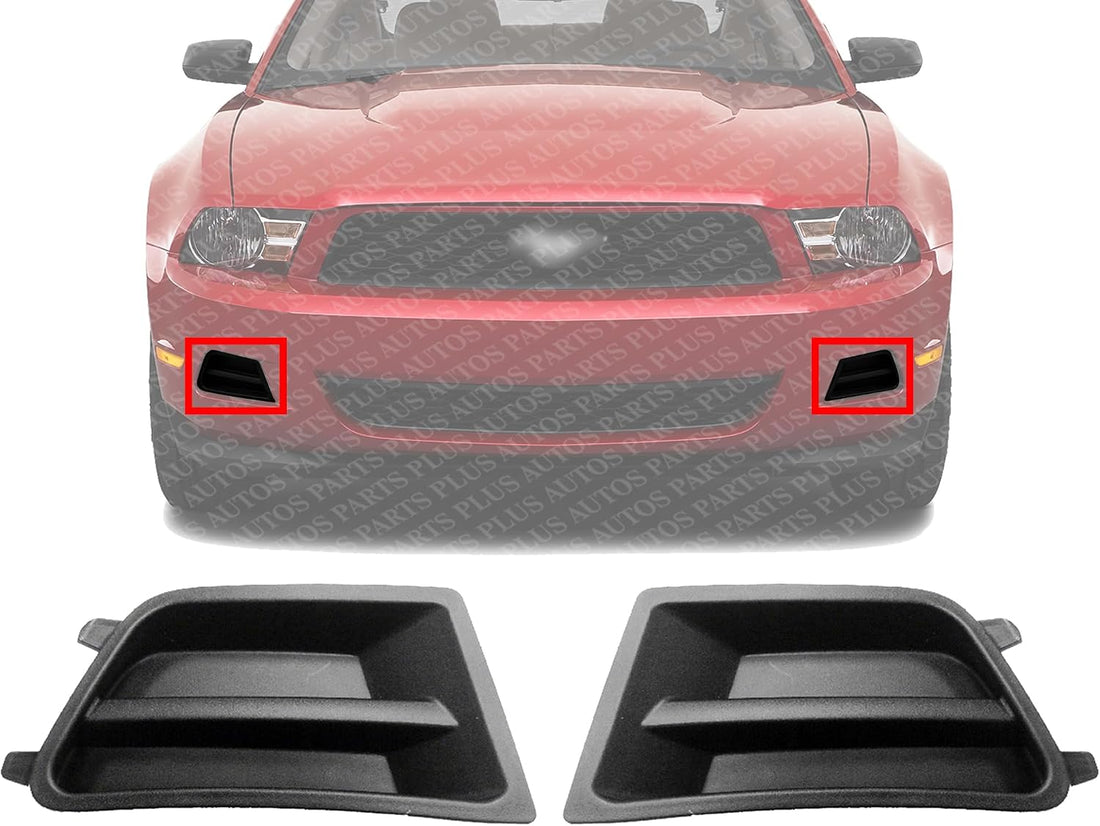 Set Of 2 Front Fog Lamp Cover Textured Without Fog Lights Hole Left Driver & Right Passenger Side Direct Replacement Compatible With 2010-2012 Ford Mustang FO1039137 FO1038137