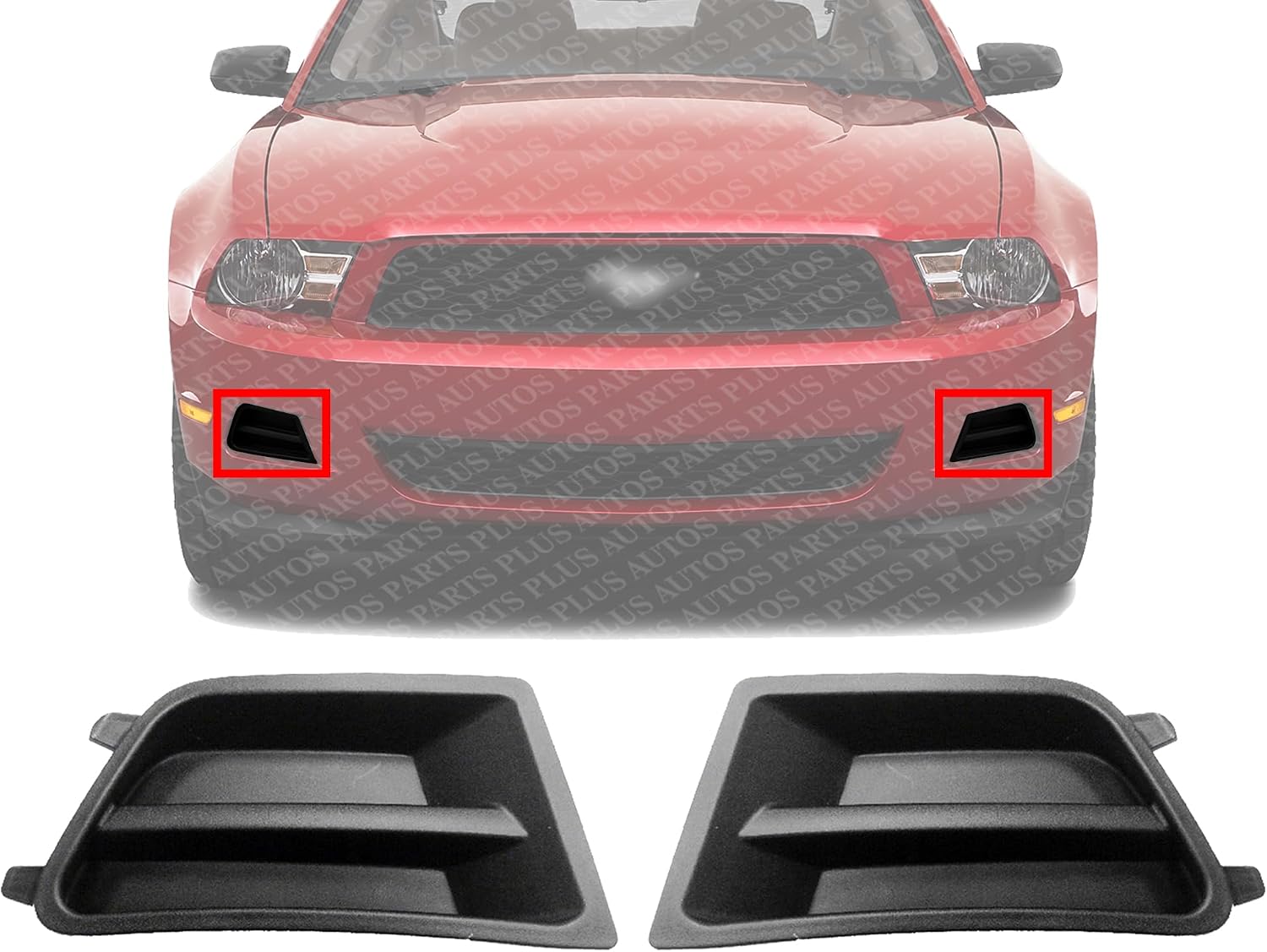 Set Of 2 Front Fog Lamp Cover Textured Without Fog Lights Hole Left Driver & Right Passenger Side Direct Replacement Compatible With 2010-2012 Ford Mustang FO1039137 FO1038137