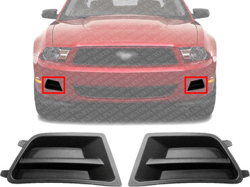 Set Of 2 Front Fog Lamp Cover Textured Without Fog Lights Hole Left Driver & Right Passenger Side Direct Replacement Compatible With 2010-2012 Ford Mustang FO1039137 FO1038137