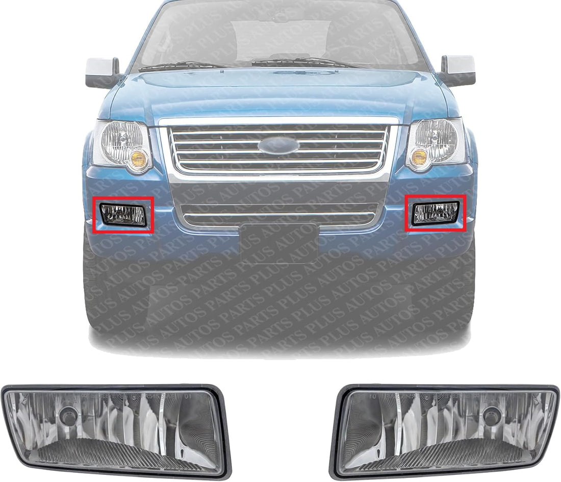Set Of 2 Front Fog Light Assembly Right Passenger & Left Driver Side Direct Replacement Compatible With 2006-2010 Ford Explorer FO2595100 FO2594100 6L2Z15201AA 6L2Z15200AA