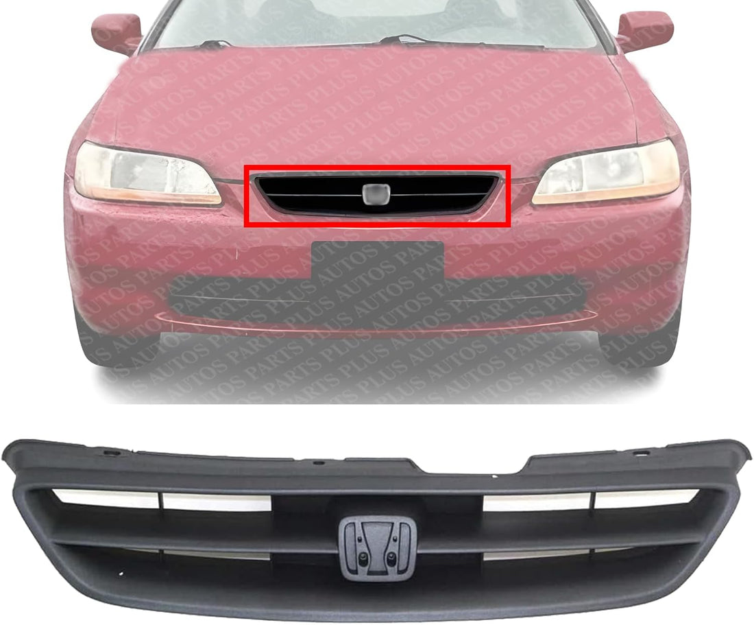 Front Grille Primed Shell And Insert Plastic Direct Replacement Compatible With 1998-2000 Honda Accord HO1200140 75101S82A01
