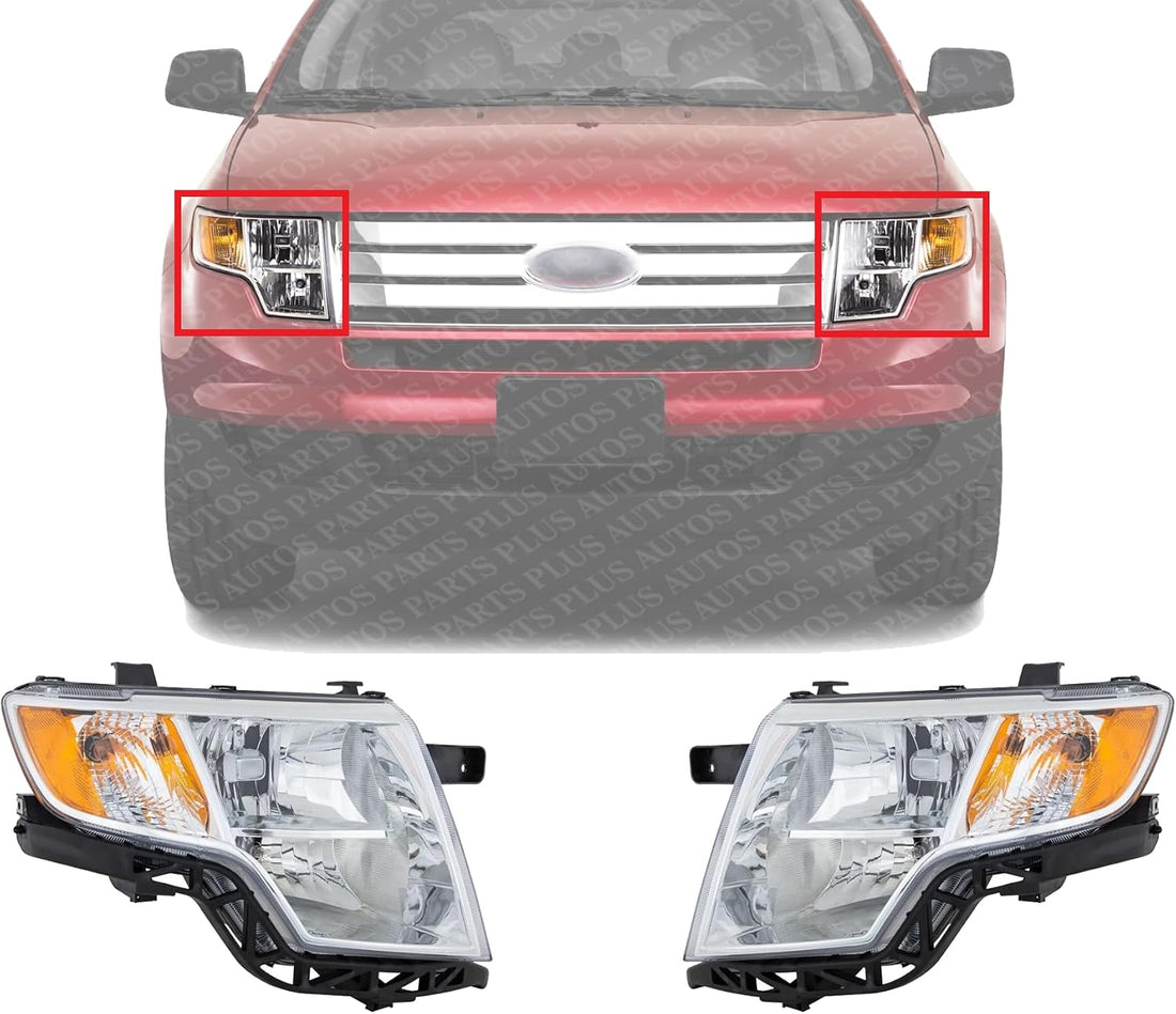 Set Of 2 Front Headlight Assembly Left Driver & Right Passenger Side Direct Replacement Compatible With 2007-2010 Ford Edge FO2503228C FO2502228C 7T4Z13008A 7T4Z13008B