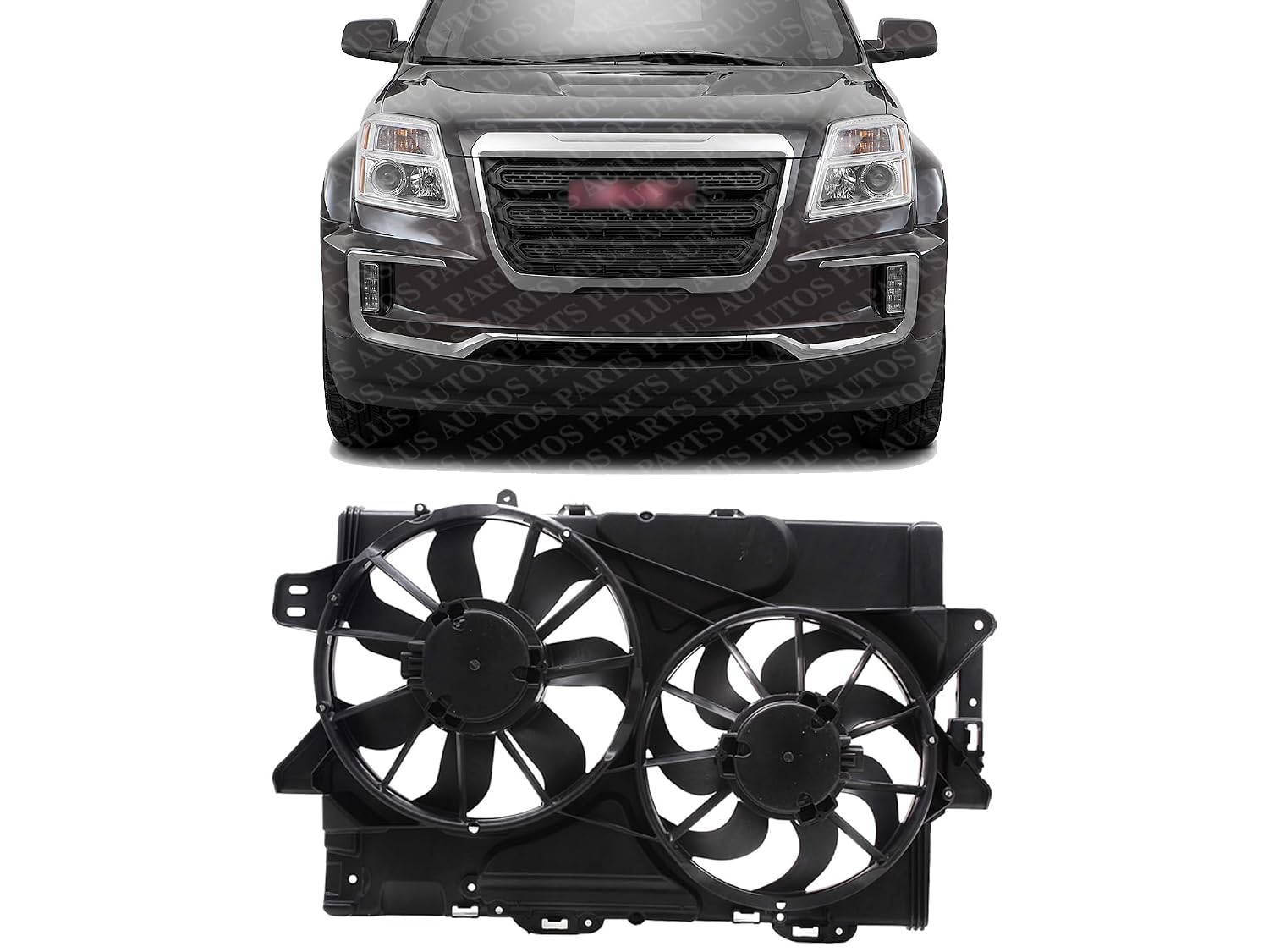 Front Dual Fan Assembly Plastic Direct Replacement Compatible with 2013-2017 GMC Terrain/Chevrolet Equinox GM3115282 25952783-PFM 22780242 22780241