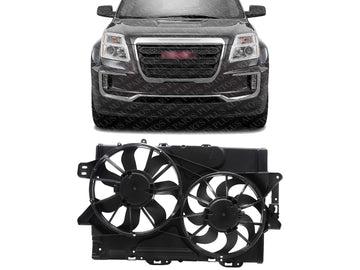 Front Dual Fan Assembly Plastic Direct Replacement Compatible with 2013-2017 GMC Terrain/Chevrolet Equinox GM3115282 25952783-PFM 22780242 22780241
