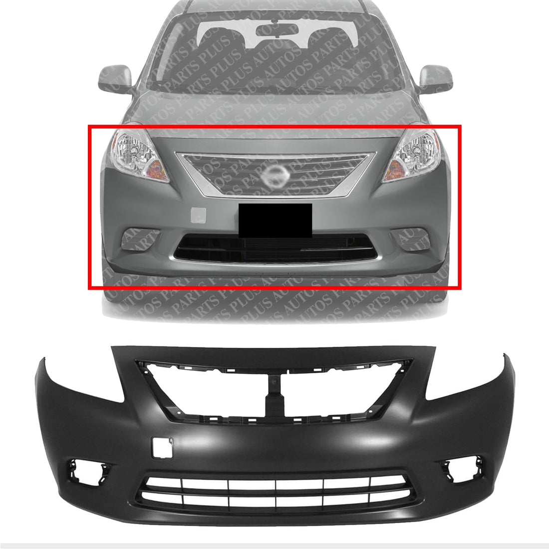 Front Bumper Cover Primed Direct Replacement Compatible With 2012-2014 Nissan Versa NI1000284 FBM223BA0H