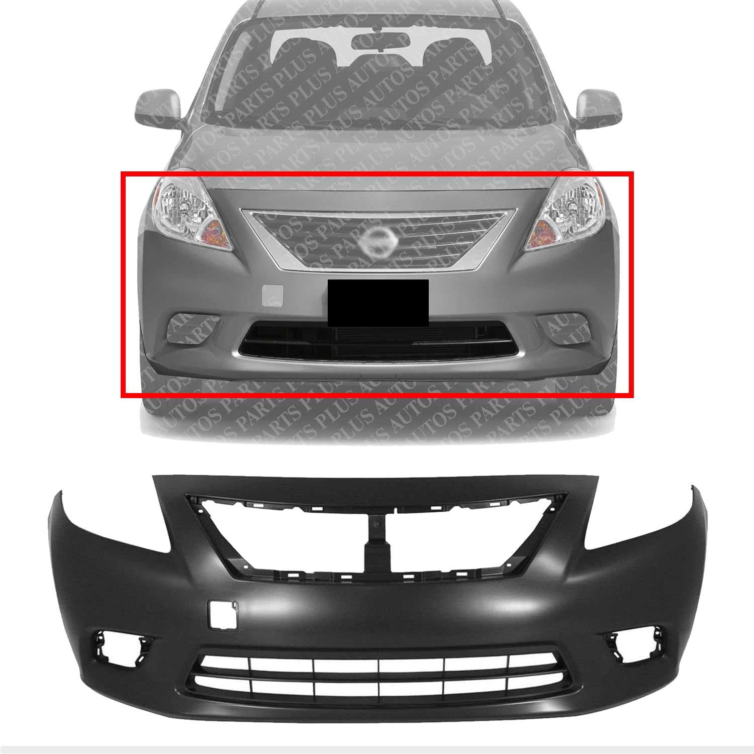 Front Bumper Cover Primed Direct Replacement Compatible With 2012-2014 Nissan Versa NI1000284 FBM223BA0H
