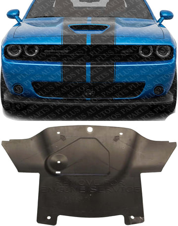 AUTOS PARTS PLUS Front Center Engine Splash Shield Under Cover Plastic Direct Replacement Compatible with 2015-2023 Dodge Charger / 2018-2023 Challenger CH1228138 68214815AA
