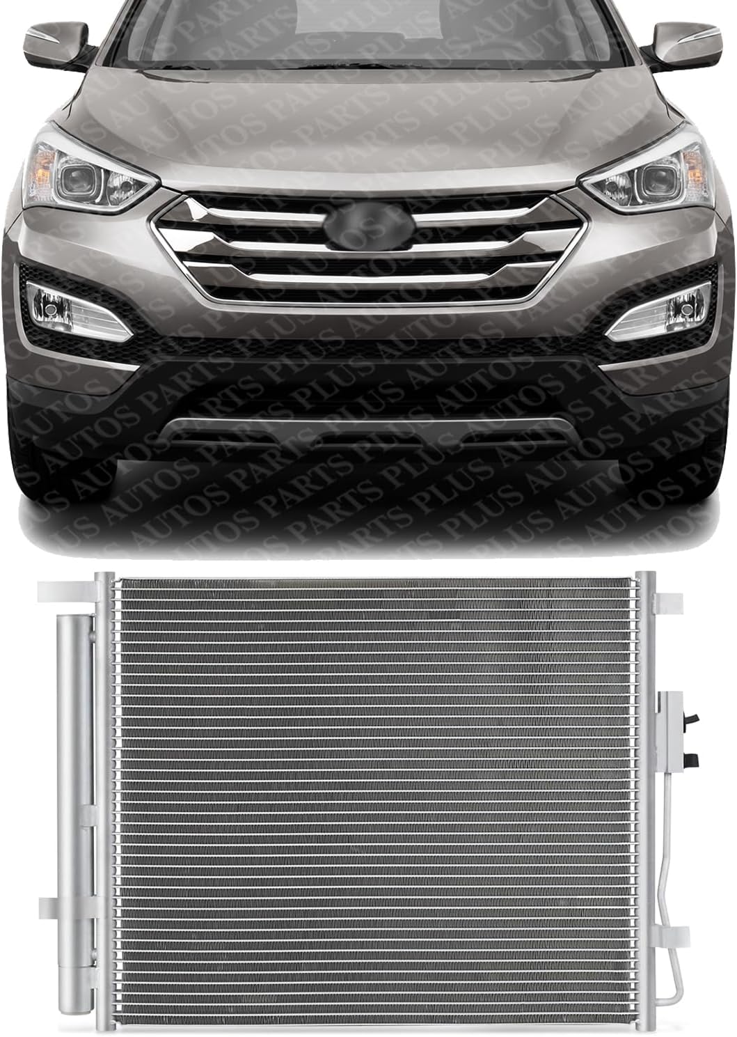 Front A/C Condenser Aluminum Core Direct Replacement Compatible With 2013-2018 Hyundai Santa Fe HY3030152 976062W001