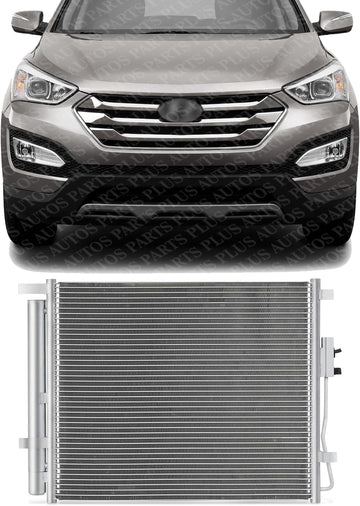 Front A/C Condenser Aluminum Core Direct Replacement Compatible With 2013-2018 Hyundai Santa Fe HY3030152 976062W001