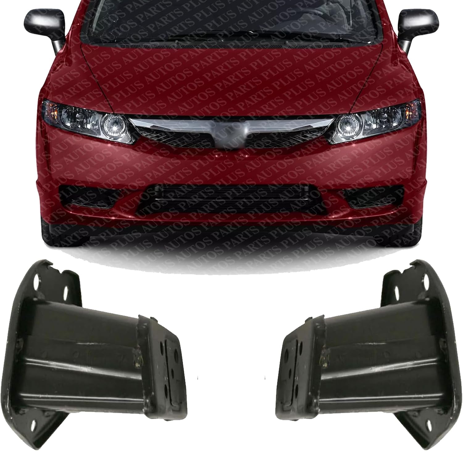 Set of 2 Front Bumper Bracket Right Passenger & Left Driver Side Direct Replacement Compatible with 2006-2011 Honda Civic HO1067107 HO1066108 71135SNAA00ZZ 71185SNAA00ZZ