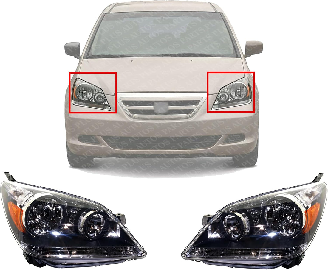Set Of 2 Front Headlight Assembly Right Passenger & Left Driver Side Direct Replacement Compatible With 2005-2007 Honda Odyssey 33151SHJA01-PFM 33101SHJA01-PFM