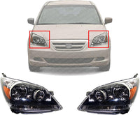 Set Of 2 Front Headlight Assembly Right Passenger & Left Driver Side Direct Replacement Compatible With 2005-2007 Honda Odyssey 33151SHJA01-PFM 33101SHJA01-PFM