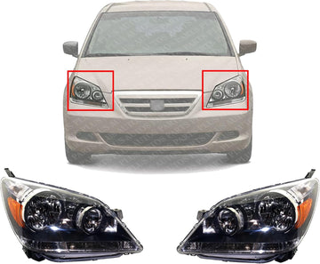 Set Of 2 Front Headlight Assembly Right Passenger & Left Driver Side Direct Replacement Compatible With 2005-2007 Honda Odyssey 33151SHJA01-PFM 33101SHJA01-PFM