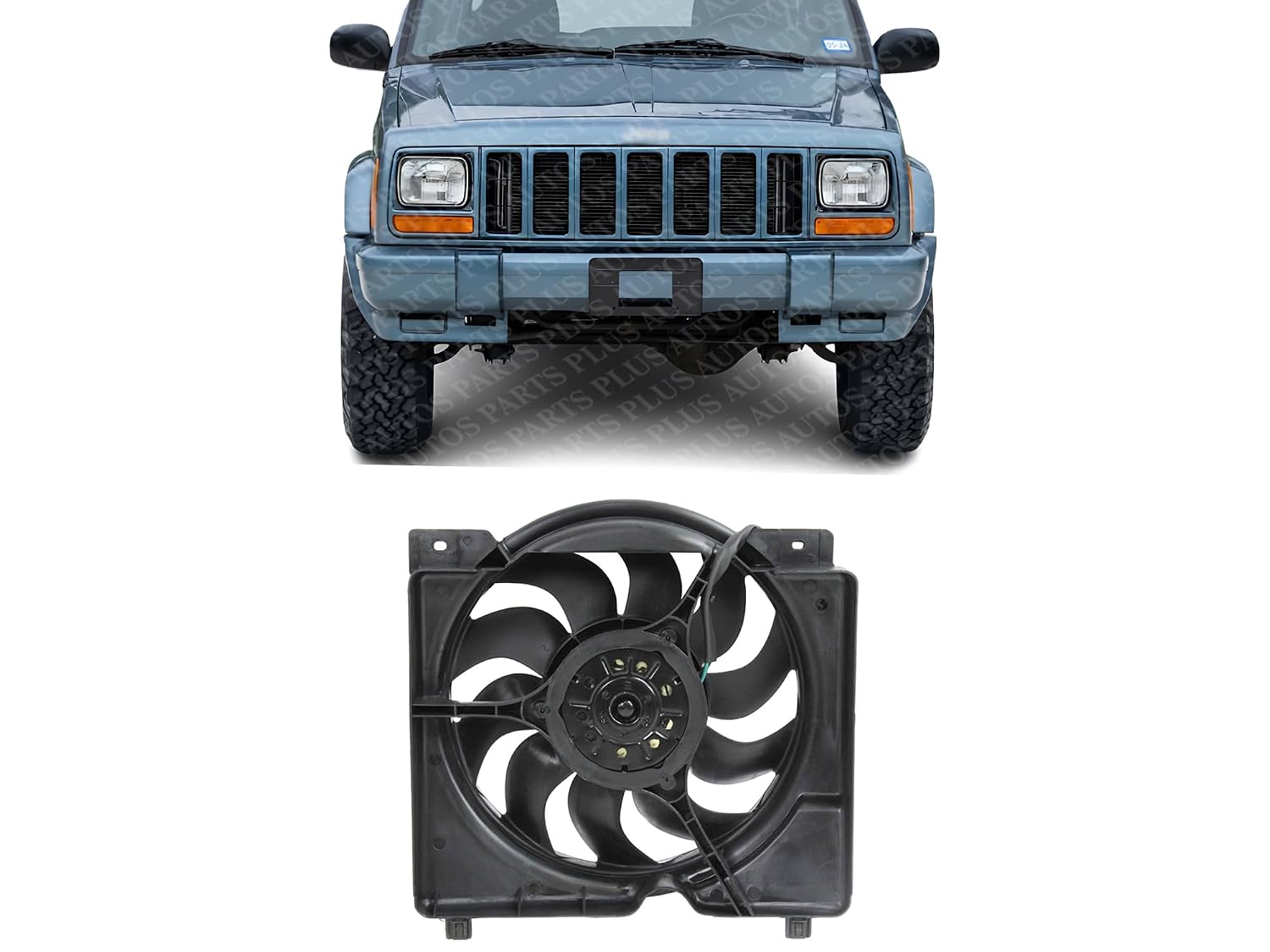 Front Radiator Cooling Fan Shroud Assembly Plastic Direct Replacement Compatible with 1997-2001 Jeep Cherokee CH3115106 52028337AC