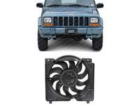 Front Radiator Cooling Fan Shroud Assembly Plastic Direct Replacement Compatible with 1997-2001 Jeep Cherokee CH3115106 52028337AC