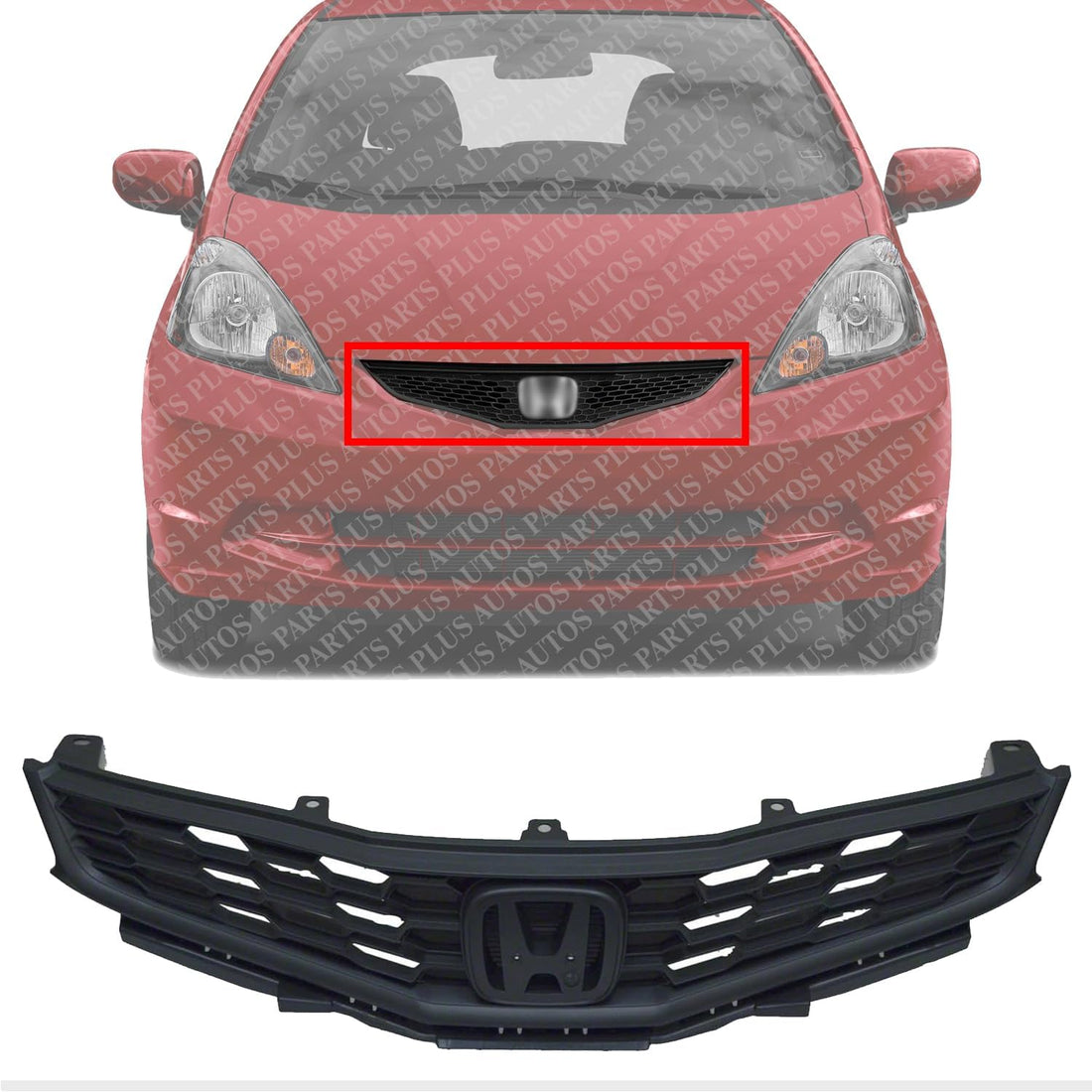 Front Grille Dark Gray Shell and Insert Textured Direct Replacement Compatible With 2012-2014 Honda Fit HO1200219 71121TK6A11