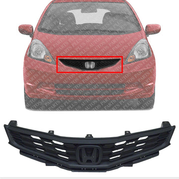 Front Grille Dark Gray Shell and Insert Textured Direct Replacement Compatible With 2012-2014 Honda Fit HO1200219 71121TK6A11