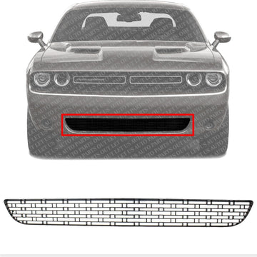 Front Bumper Lower Grille Textured Black With Fog Light Holes Direct Replacement For 2015-2021 Dodge Challenger CH1036146 68259756AA