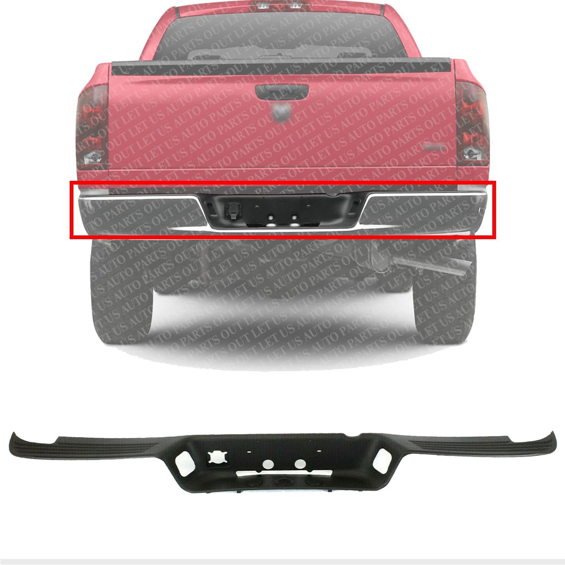 Rear Bumper Face Bar Step Pad Direct Replacement Compatible With 2002-2009 Dodge Ram 1500/2003-2009 2500 3500 CH1191110 55077340AD