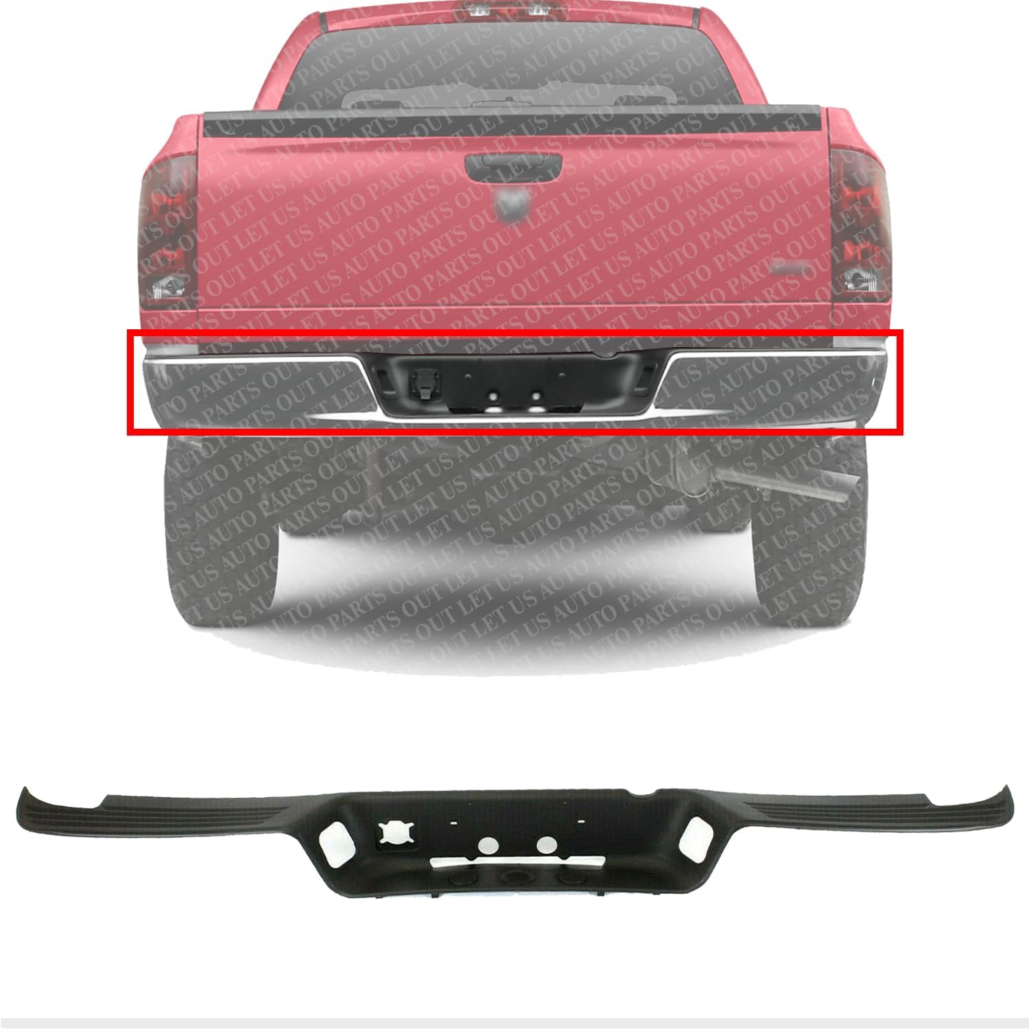 Rear Bumper Face Bar Step Pad Direct Replacement Compatible With 2002-2009 Dodge Ram 1500/2003-2009 2500 3500 CH1191110 55077340AD