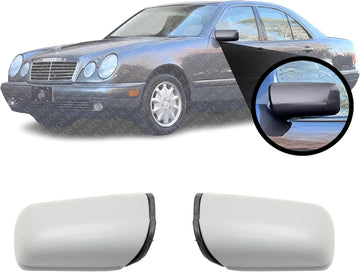 Set Of 2 Front Power Mirror Manual Folding Heated Primed Left Driver & Right Passenger Side Direct Replacement Compatible With 1997-1999 Mercedes Benz E-Class MB1321104 MB1320105
