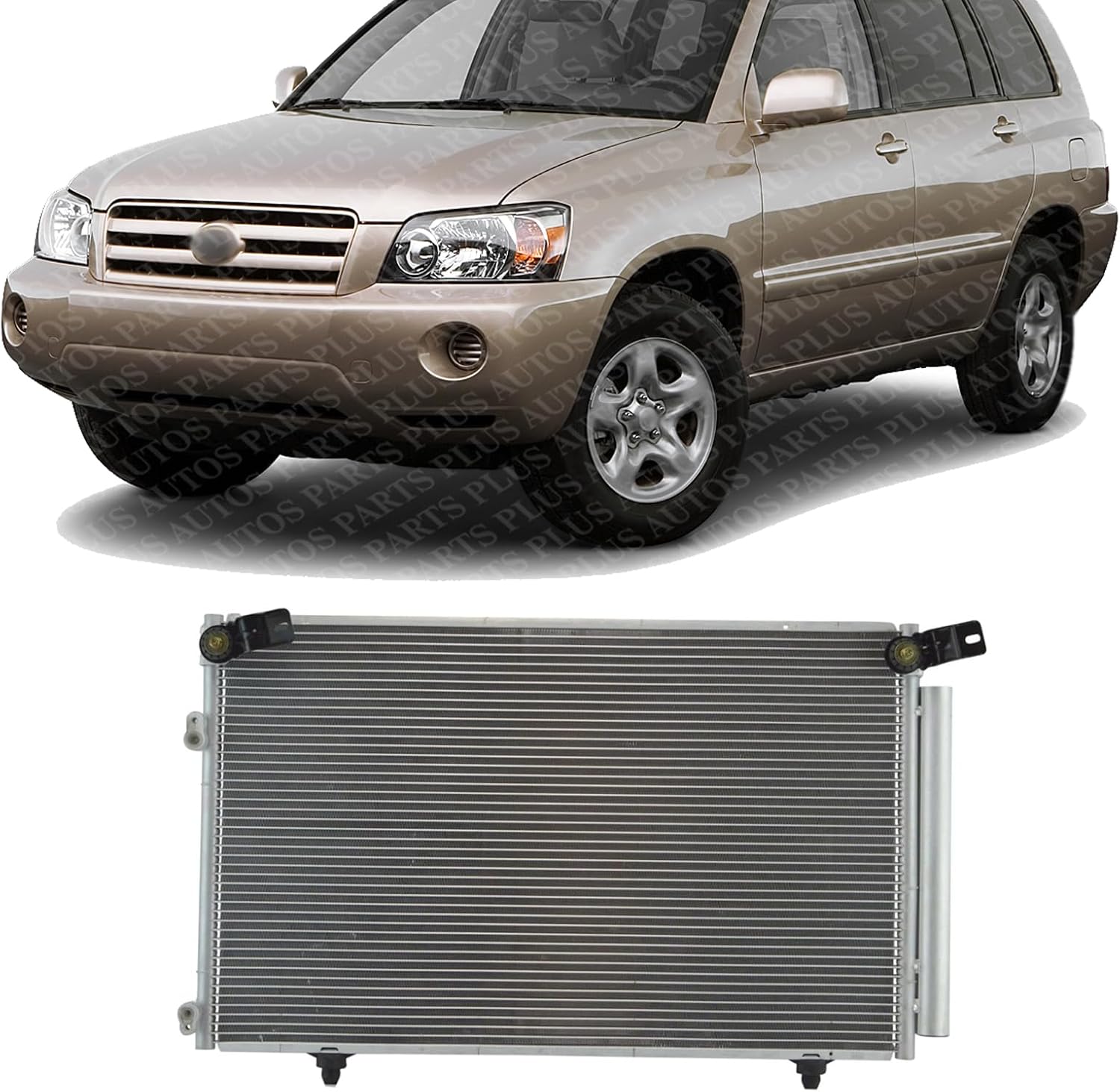 Front A/C Condenser Aluminum Core Direct Replacement Compatible With 2001-2007 Toyota Highlander TO3030116 8846048020