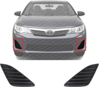 Set Of 2 Front Fog Light Cover Primed Plastic Left Driver & Right Passenger Side Direct Replacement Compatible With 2012-2014 Toyota Camry TO1039147 TO1038147 5212706260 5212806260