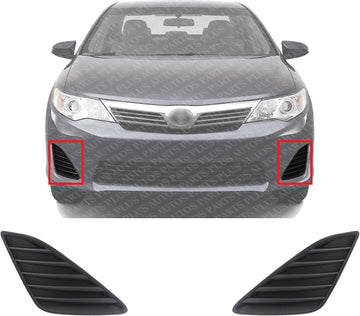 Set Of 2 Front Fog Light Cover Primed Plastic Left Driver & Right Passenger Side Direct Replacement Compatible With 2012-2014 Toyota Camry TO1039147 TO1038147 5212706260 5212806260