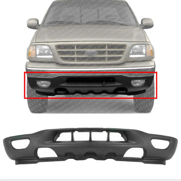 AUTOS PARTS PLUS Front Bumper Lower Valance Panel Textured With Fog Light & Tow Hook Holes Direct Replacement Compatible With 1999-2003 Ford F-Series / 1999-2002 Expedition FO1095181 XL3Z17626BA