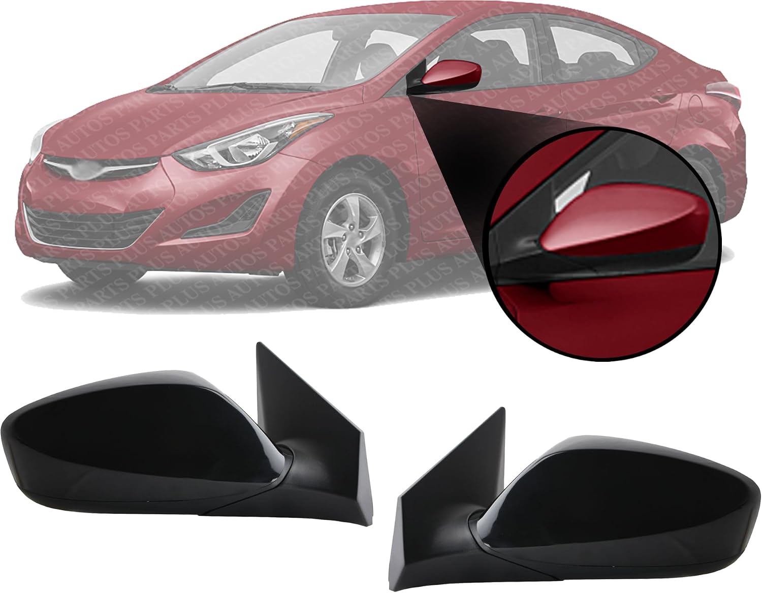 Set Of 2 Front Power Mirror Manual Folding Non-Heated Primed Left Driver & Right Passenger Side Direct Replacement Compatible With 2015-216 Hyundai Elantra HY1321220 HY1320220