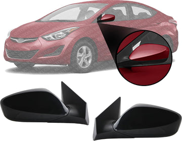 Set Of 2 Front Power Mirror Manual Folding Non-Heated Primed Left Driver & Right Passenger Side Direct Replacement Compatible With 2015-216 Hyundai Elantra HY1321220 HY1320220