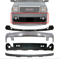 Front Bumper Chrome Steel + Lower Valance Air Deflector + Extension Textured + Cover Bracket Direct Replacement Compatible With GMC Sierra 1500 2007-2013 GM1015100 GM1092211 GM1002833