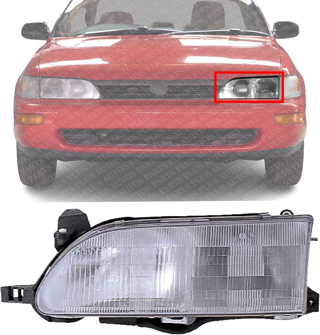 Front Head Light Assembly Left Driver Side Direct Replacement Compatible With 1993-1997 Toyota Corolla TO2502107 811501A491